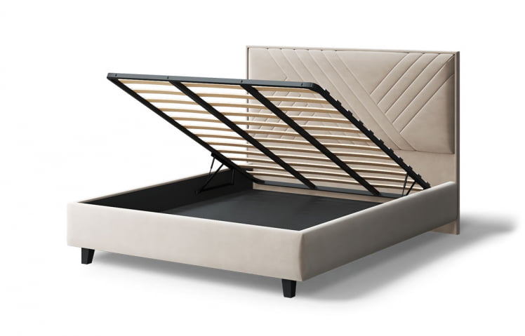 Кровать МИРА 2000*1800мм (на опорах), велюр Бренди лайт 03 (бежевый), (б/основания, б/матраса)_3
