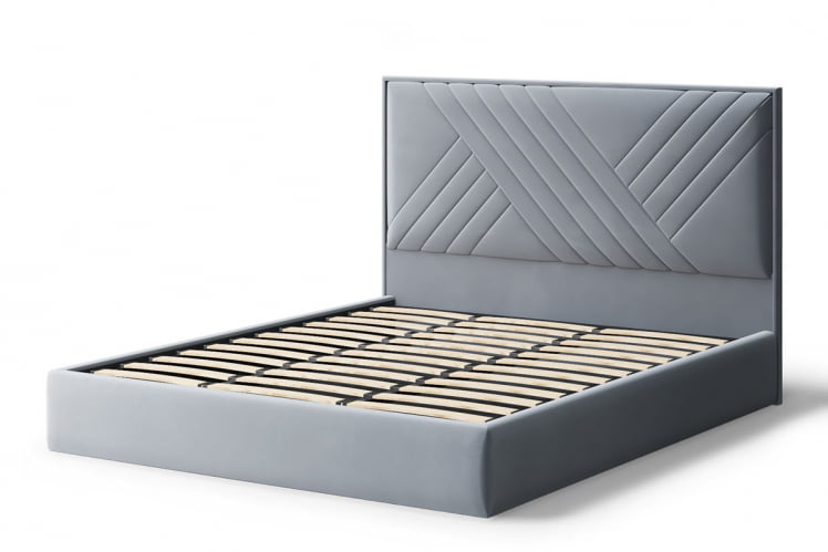 Кровать МИРА 2000*1800мм (без опор), велюр НЕО 25 (серый), (б/основания, б/матраса) / NEO_1