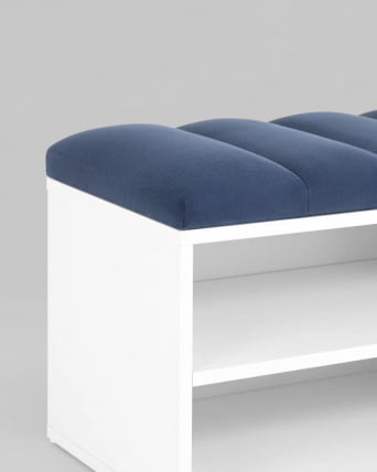 Обувница Хольст белая велюр Синий_4