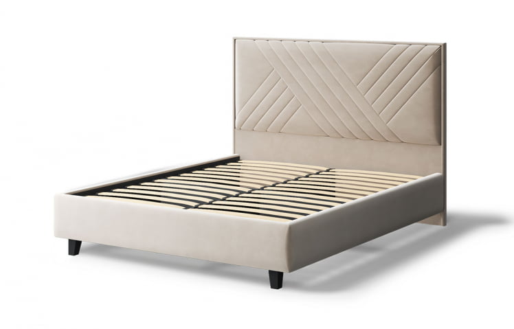 Кровать МИРА 2000*1800мм (на опорах), велюр Бренди лайт 03 (бежевый), (б/основания, б/матраса)_1