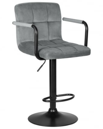 Стул барный ДОБРИН КРУГЕР АРМ БЛАCК (серый велюр (МДЖ9-75)) 2 шт / DOBRIN KRUGER ARM BLACK (MJ9-75))_1