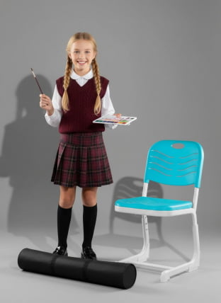 Стул ученический регулируемый пластиковый (рост 5-7) Голубой_1