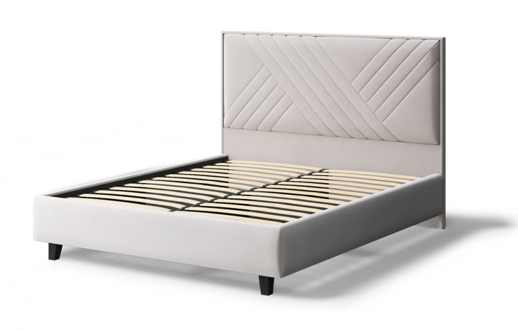 Кровать МИРА 2000*1800мм (на опорах), велюр НЕО 02 (бежевый), (б/основания, б/матраса) / NEO_1