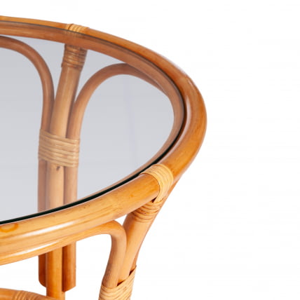 Террасовый комплект ПЕЛАНГИ (стол со стеклом + 2 кресла) / с подушками / ротанг, кресло 65х65х77см, стол диаметр 64х61см, Хоней (мед) / PELANGI Honey_2