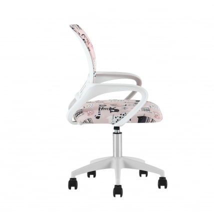 Кресло детское ТопЧаирс Симпле СН ДЖуниор принт Пинк Катс пластик белый / TopChairs Simple SN Junior Pink Cats_2