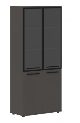Шкаф комбинированный  с дверьми в металлической раме ЕДИС ЕХCС 85.7 Мокко Черный Мокко / EDIS EHCS_0