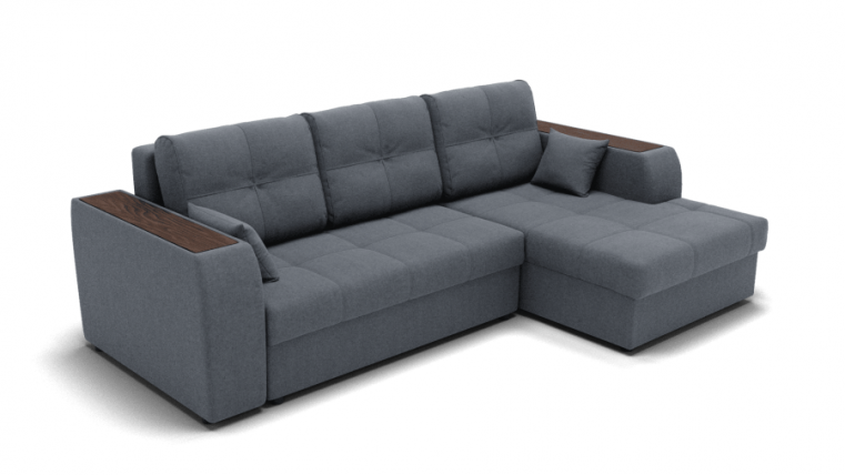 Диван Сенатор-3 ППУ угол левый/правый (ЗР) Цвет фасада: Серый; Тип: Левый/правый; Материал фасада: Металл/Велюр_0