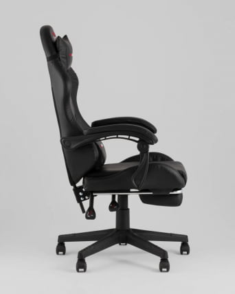 Кресло спортивное TopChairs Prophet с оттоманкой черный_3