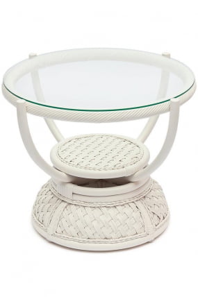 Столик кофейный Andrea ротанг, D60х50см, TCH White (белый) Столик кофейный Andrea ротанг, D60х50см, TCH White (белый)_0
