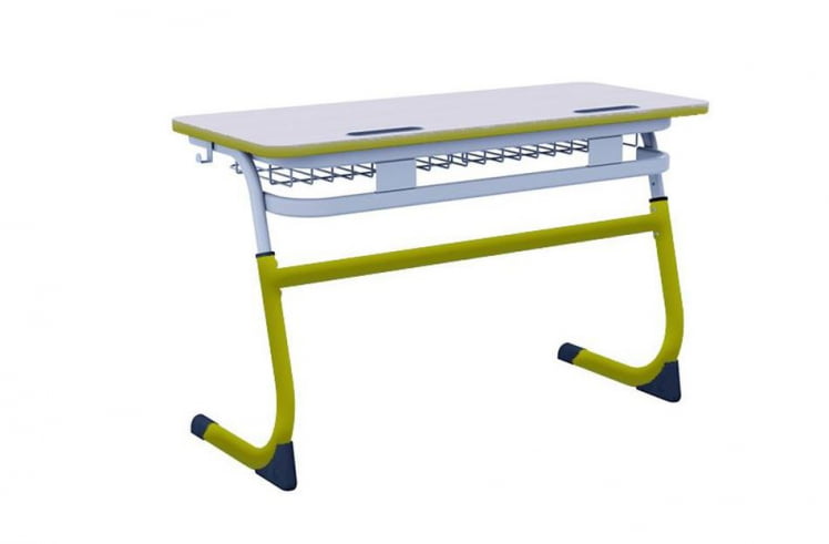 Парта двухместная регулируемая по высоте СМАРТЙ с антивандальной  полиуретановой кромкой (рост 3-5) Оливковый/Серый / SMARTY_0