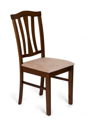 Стул с мягким сиденьем CT 8162 дерево гевея, 52х42х94см, Темный Дуб, ткань бежевая_0