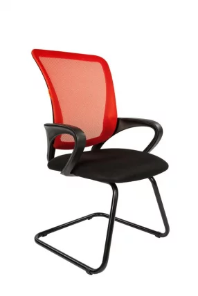 Кресло для посетителей Chairman 969 V сетка красная/ткань черная_0
