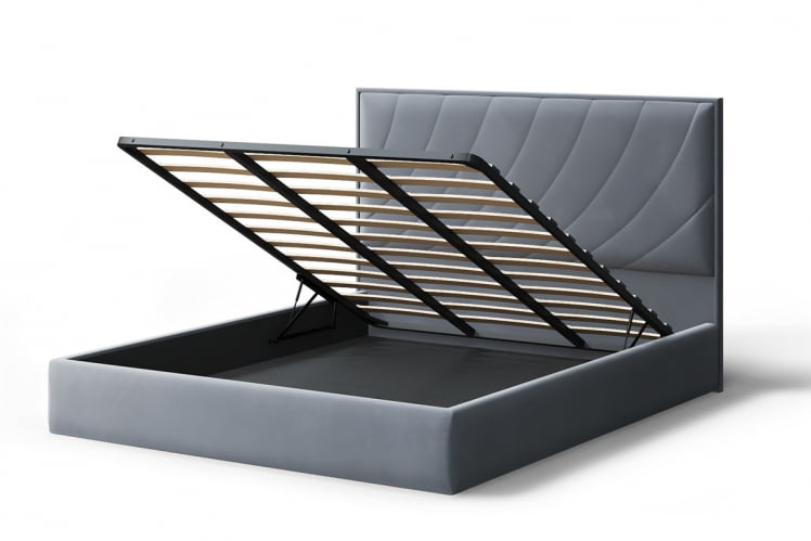 Кровать СОФИЯ 2000*1800мм (без опор), велюр НЕО 25 (серый), (б/основания, б/матраса) / NEO_2