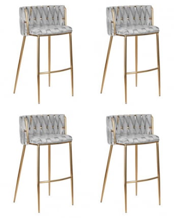 Стул барный ДОБРИН ЕММА ГОЛД (светло-серый велюр (135-37)) 4 шт / DOBRIN EMMA GOLD_0