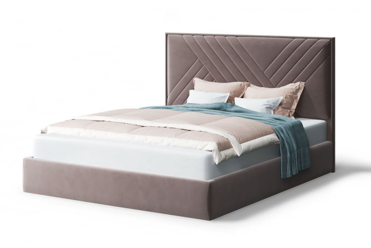 Кровать МИРА 2000*1600мм (без опор), велюр Бренди лайт 05 (кофе), (б/основания, б/матраса)_0