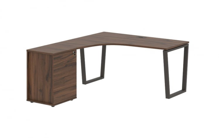 Стол эргономичный с тумбой левый EDIS EVCET 1518 L Дуб Денвер темный Мокко_0
