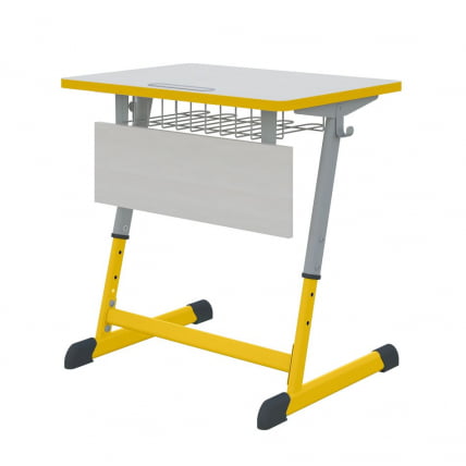 Парта одноместная регулируемая по высоте НОМАД 600х500  с антивандальной  полиуретановой кромкой (рост 3-7) Желтый/Серый / NOMAD_0
