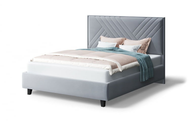 Кровать МИРА 2000*1800мм (на опорах), велюр НЕО 25 (серый), (б/основания, б/матраса) / NEO_0