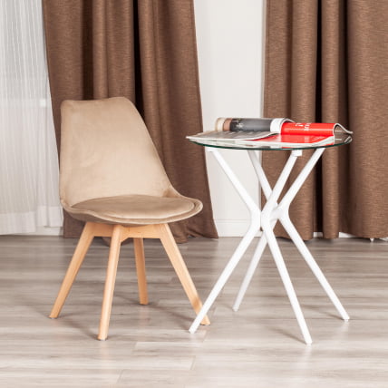Стул TULIP SOFT (mod. 053V) дерево/пластик/вельвет, 49,5 x 54,5 x 84 см, Бежевый (HLR 12)/натуральный_9