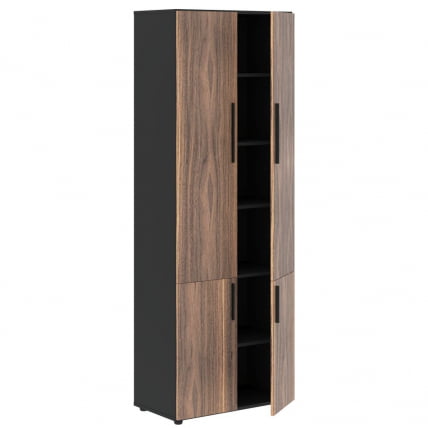 Шкаф с глухими средними и малыми дверьми VELION VENEER VRHCS 80.3 Американский орех Яшма черная_1