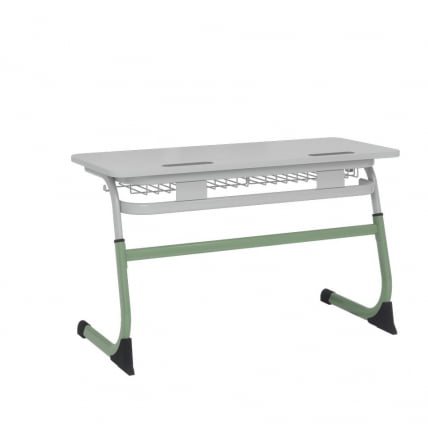 Парта двухместная регулируемая по высоте СМАРТЙ  с антивандальной  полиуретановой кромкой (рост 5-7) Оливковый/Серый / SMARTY_0