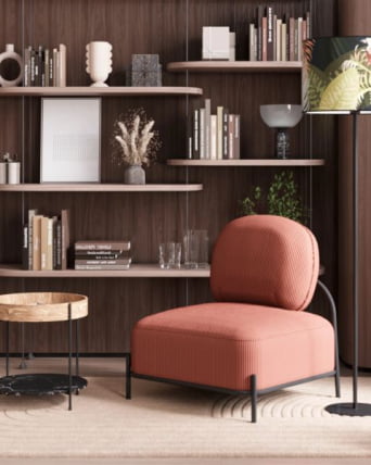 Кресло Стоун К велюр рельефный коралловый_7