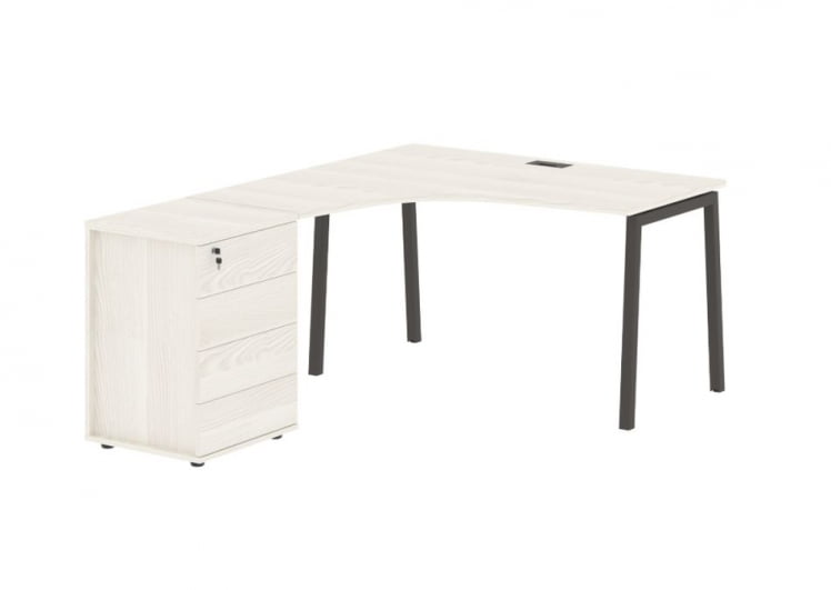 Стол эргономичный с тумбой (левый) EDIS ELCET 1318 L ЯсеньТраун Мокко_0