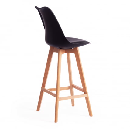 Стул барный TULIP BAR (mod. C1014H) пластик/дерево, 57 х 48 х 104 см, черный 3010/натуральный_2