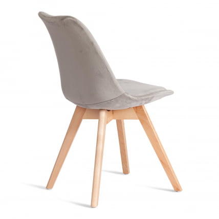 Стул TULIP SOFT (mod. 053V) дерево/пластик/вельвет, 49,5 x 54,5 x 84 см, Светло-серый (HLR 39)/натуральный_2
