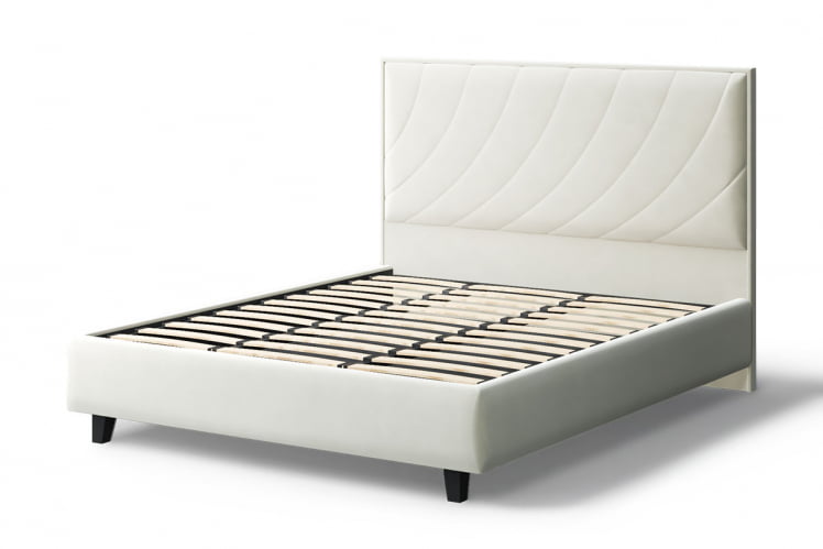 Кровать СОФИЯ 2000*1800мм (на опорах), велюр Бренди лайт 02 (серо-белый), (б/основания, б/матраса)_2