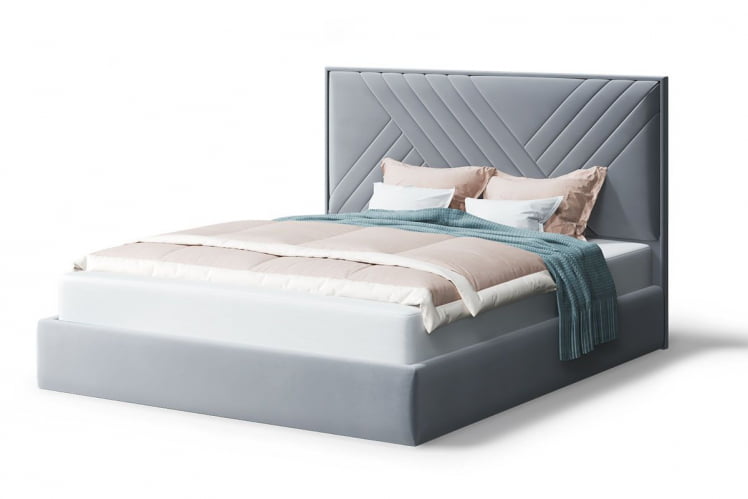 Кровать МИРА 2000*1600мм (без опор), велюр НЕО 25 (серый), (б/основания, б/матраса) / NEO_0