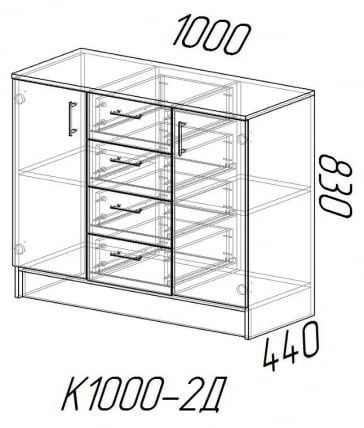 Комод к1000-2д Венге/Сосна Лоредо_1