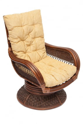 Кресло-качалка ANDREA Relax Medium /с подушкой/ Pecan Washed (античн. орех), Ткань рубчик, цвет кремовый_0