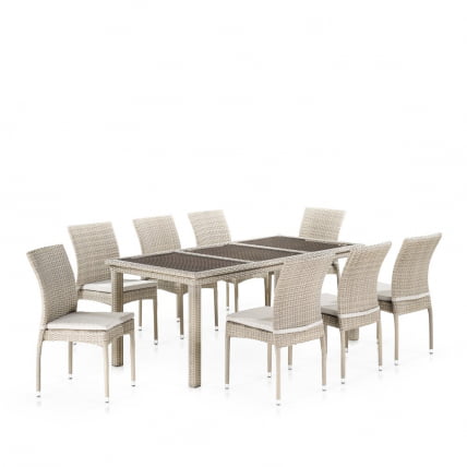 Комплект плетеной мебели T365/Y380C-W85 Latte (8+1) + подушки Комплект плетеной мебели T365/Y380C-W85 Latte (8+1) + подушки_0