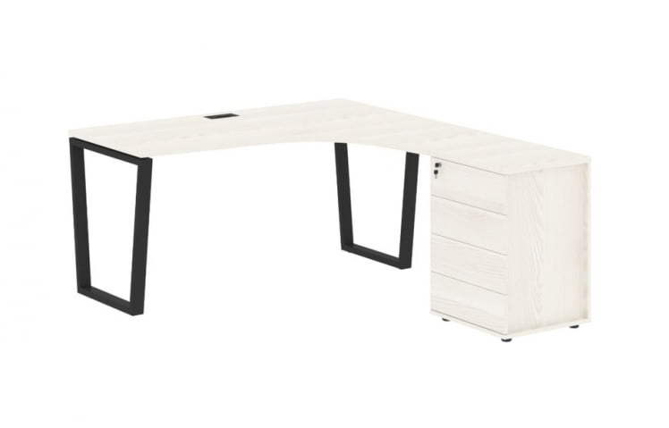 Стол эргономичный с тумбой правый EDIS EVCET 1518 R Ясень Траун Черный_0