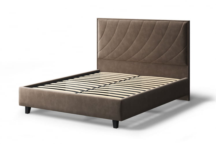 Кровать СОФИЯ 2000*1400мм (на опорах), велюр Бренди лайт 29 (коричневый), (б/основания, б/матраса)_1