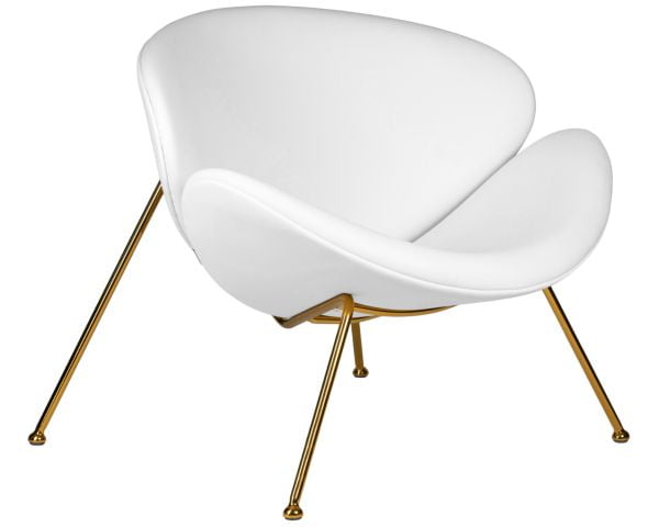 Кресло дизайнерское ДОБРИН ЕМИЛЙ (белый винил ЙП17, золотое основание) 2 шт / DOBRIN EMILY YP17,_5