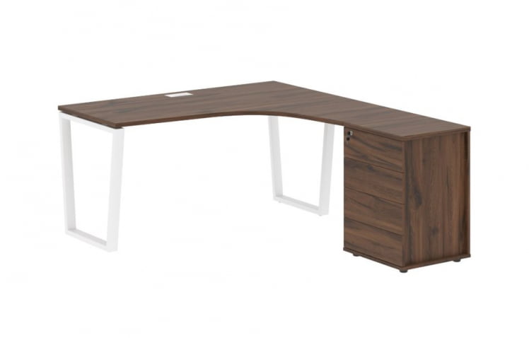 Стол эргономичный с тумбой правый EDIS EVCET 1518 R Дуб Денвер темный Белый_0