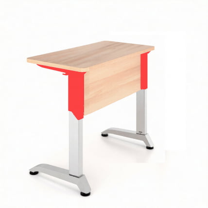Парта одноместная Де Гласси Н (рост 3-5)  ЛДСП Дуб Сантана/ Металл Серый+Красный_0