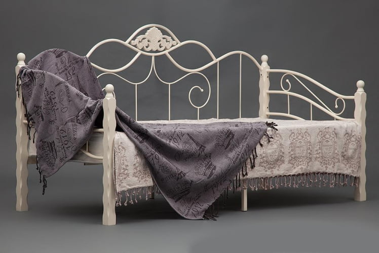 Кровать CANZONA дерево гевея/металл, 90*200 см (Day bed), Белый (butter white)_2