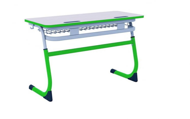 Парта двухместная регулируемая по высоте СМАРТЙ с антивандальной  полиуретановой кромкой (рост 3-5) Зеленый/Серый / SMARTY_0
