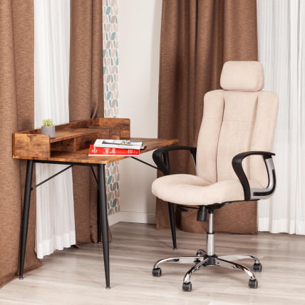 Кресло OXFORD хром флок , бежевый, 7_11