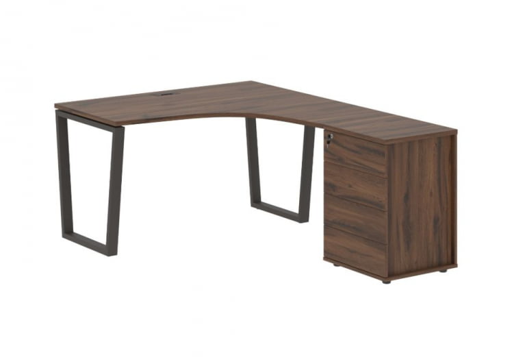 Стол эргономичный с тумбой правый EDIS EVCET 1318 R Дуб Денвер темный Мокко_0