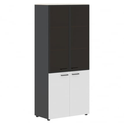 Шкаф комбинированный с дверьми в металлической рамке ДЖАИ ДЖХC 85.7 Ясень белый Белый Антрацит / JAY JHC_0