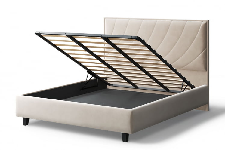 Кровать СОФИЯ 2000*1800мм (на опорах), велюр Бренди лайт 03 (бежевый), (б/основания, б/матраса)_3