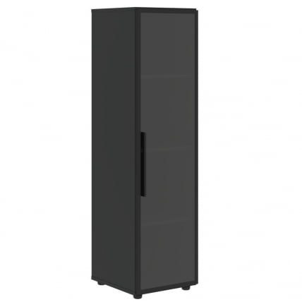 Шкаф-колонка со стеклянной дверью в металлической раме (правый) VELION VENEER VRMCS 40.2 R Яшма черная_0
