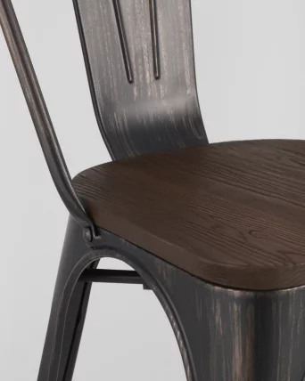 Стул Tolix Wood 850 Черная патина с золотом_6