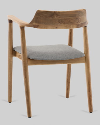 Стул Вудримини каркас дерево цвет натуральный орех рогожка серый_2