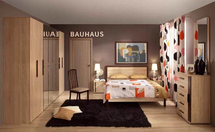 Кровать (1600) BAUHAUS 2 Дуб Сонома/Орех шоколадный(спальня)_1