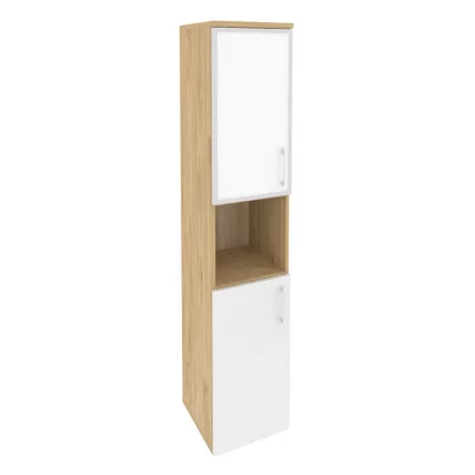Шкаф высокий узкий левый ONIX O.SU-1.4R(L) white Тиквуд Светлый/Белый Шкаф высокий узкий левый ONIX O.SU-1.4R(L) white Тиквуд Светлый/Белый_0